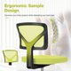 thumbnail image 5 of Silla de oficina Sweetcrispy ergonómica con respaldo bajo de malla verde, 5 of 7