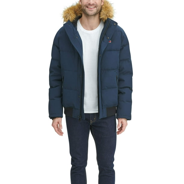 Chaqueta Tommy Hilfiger acolchada de tela ártica para esnórquel, color azul marino