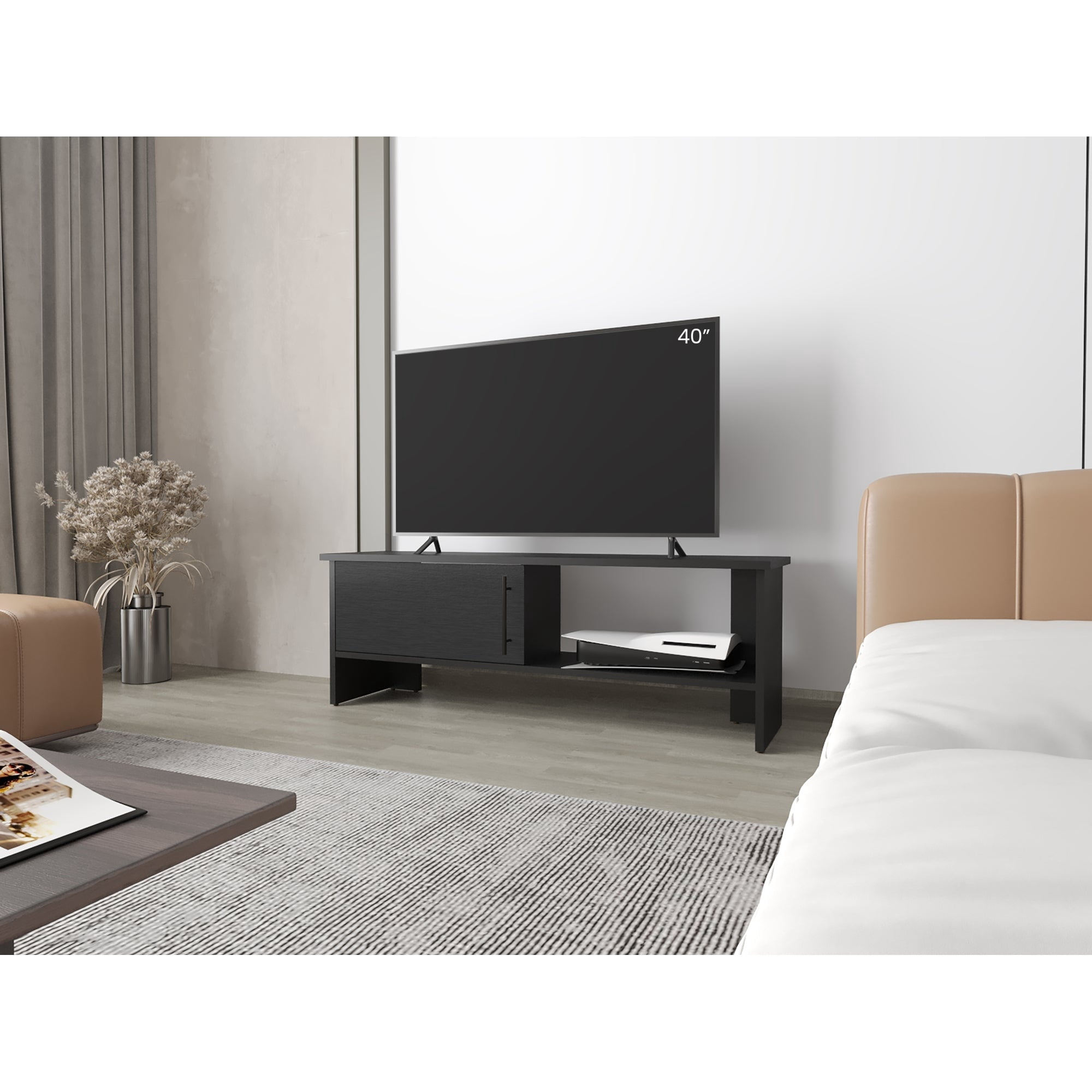 Tuhome - Rack Tv 65" Navia 1 Puerta 42,2x120,3x31,1 Cm Wengue