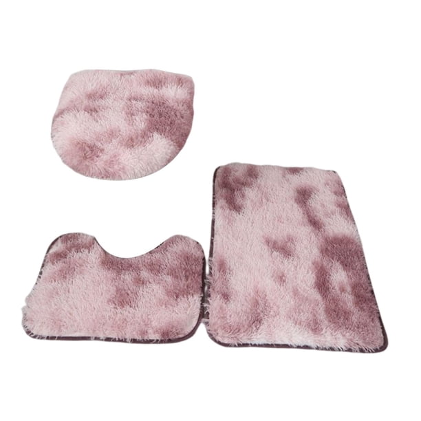 Juego de 3 uds de alfombrillas de baño para baño con tapa de inodoro, diseño elegante, materiales absorbentes, decoración de baño, juego de inodoro de rosa con violeta