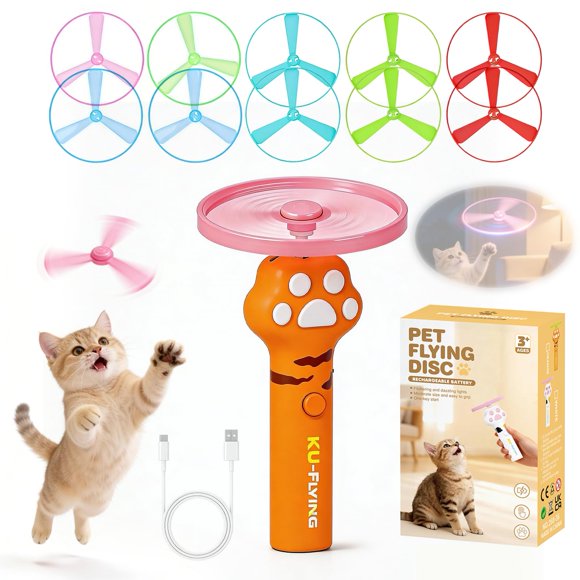 Lanzador de discos para gato Orebog recargable – 10 discos