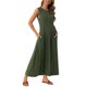 thumbnail image 4 of INSPIRE CHIC Vestidos sin mangas para mujer con botones, ajuste acampanado, línea A, fluido, casual, vestidos largos, atuendos de verano XL verde militar, 4 of 6