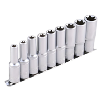 Genérico - Juego Dados Hembra Torx Estrella Largos 1/2X9Piezas Hoteche Plateado