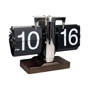 Bothyi - Reloj Giratorio Con Buscapersonas Automático, Reloj Digital Con Tapa Retro Para Sala De Estar, Escritorio De Hotel, Negro