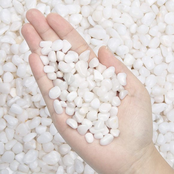 Guijarros OUPENG 10 lb (4,5 kg) 1 cm Grava decorativa blanca