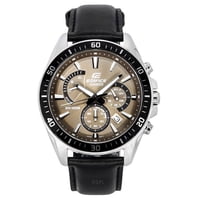 Casio - Reloj Cronógrafo Para Hombre Edifice Standard Análogo Correa De Cuero Marrón Claro Quartz Efr-552L-5A 100M