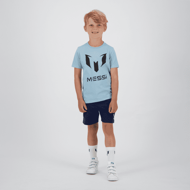 Polera Manga Corta Niño Logo Celeste Messi