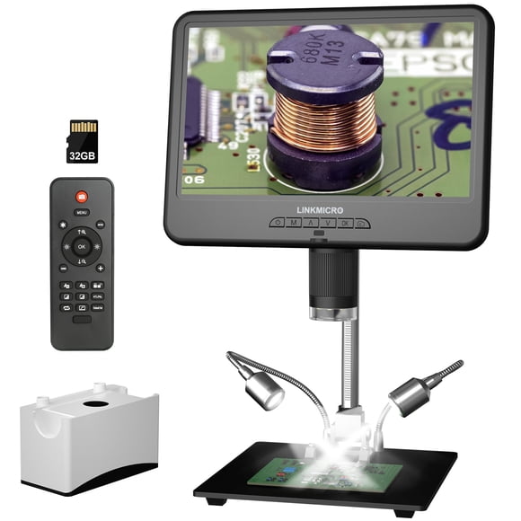 Microscopio digital LINKMICRO LM210 LCD 260X de 10,1" con soporte