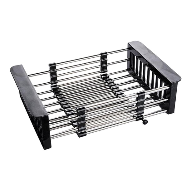 Escurridor de Platos Expandible Sobre el Fregadero, Escurridor de Platos en el Fregadero o en la Encimera, Negro