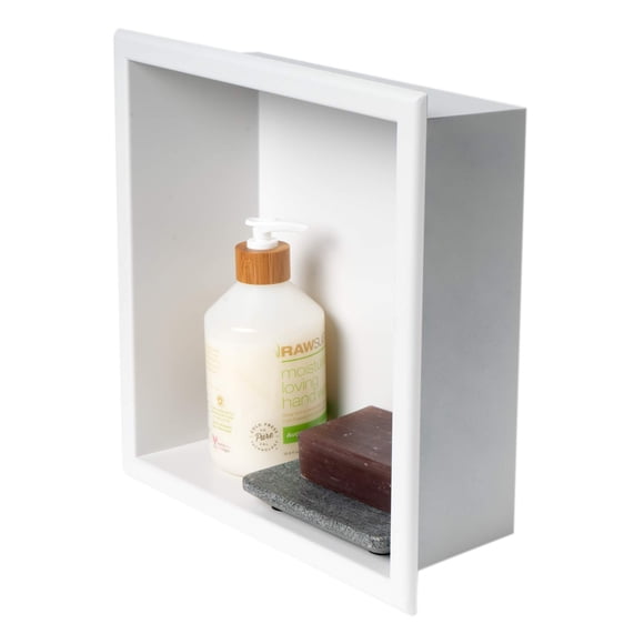 Hornacina de ducha de la marca ALFI ABNC1212-W de acero inoxidable blanco mate