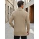 thumbnail image 3 of Cárdigan de punto largo con cuello chal y botones para hombre, textura trenzada, puños y dobladillo acanalados, XL Caqui, 3 of 6