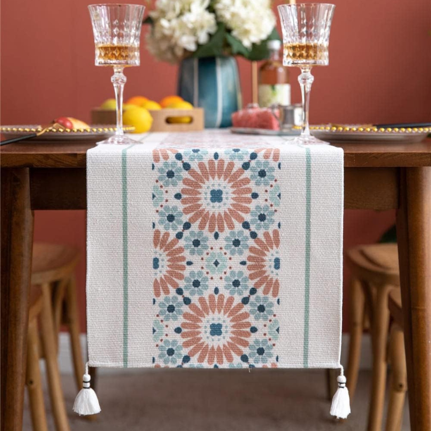 Genérico - Camino De Mesa + Individuales Set De 7 Piezas 35X180Cm Md01