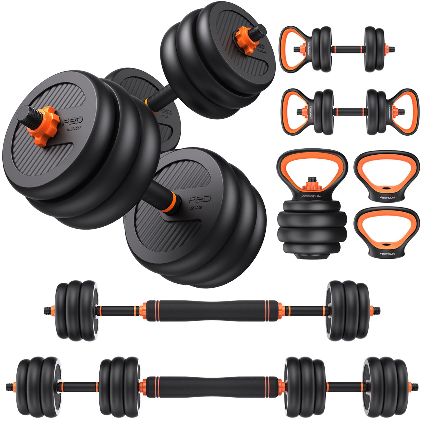 Set De Mancuernas Ajustables Feierdun 20kg 4 En 1 Para Fitness