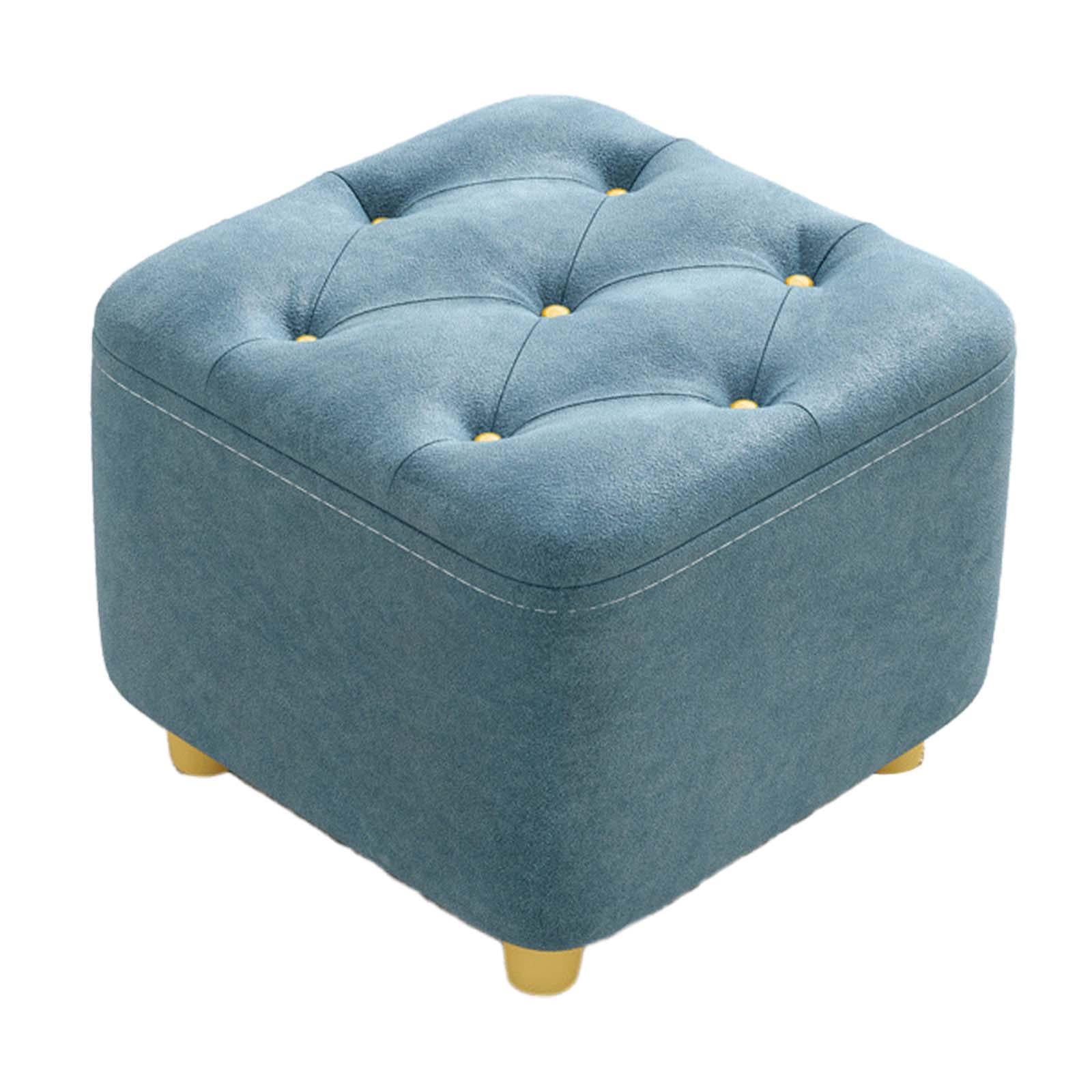 Magideal - Reposapiés Pequeño, Asiento Acolchado Resistente, Almohadillas Silenciosas Para El Suelo, Taburete Otomano, Reposapiés Para Apartamento, Hogar, Sofá, Azul