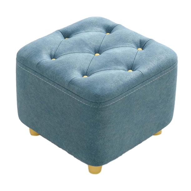 Reposapiés pequeño, asiento acolchado resistente, almohadillas silenciosas para el suelo, taburete otomano, reposapiés para apartamento, hogar, sofá, azul