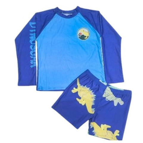 Likeshop - Conjunto De Baño Niños Short Polera Gorro Manga Larga Dino 0060