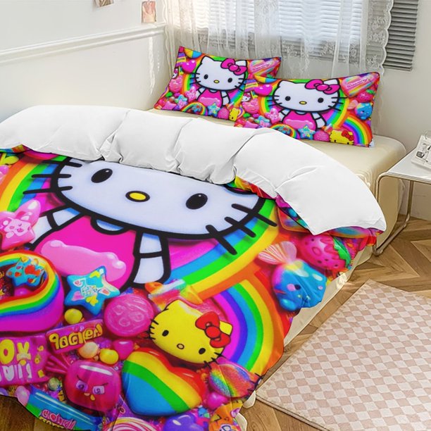 Pink Sugar Hello Kitty Comforter Set Soft 3 Pcs Twin Bedding Sets Thicken for All Season