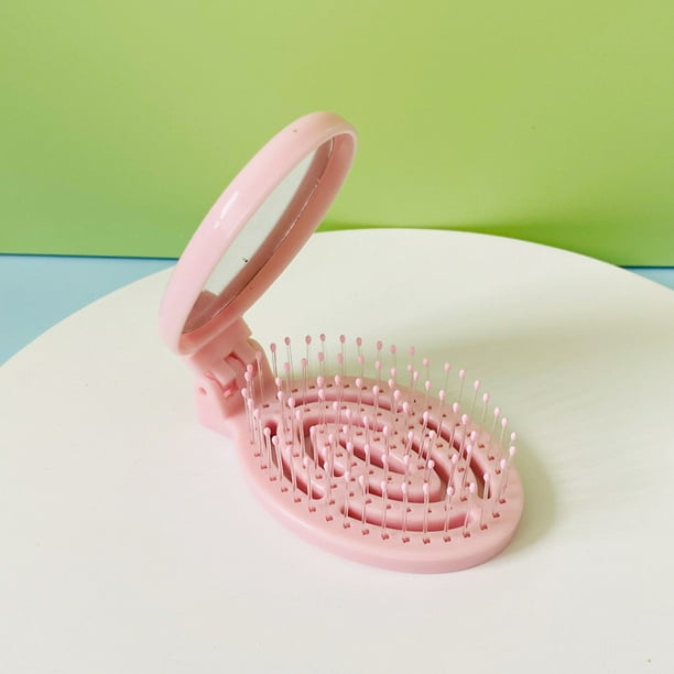 Mini Cartoon Air Bag Comb With Makeup Mirror Foldable Small Hair Comb With Mirror Massage Smooth Comb Hair Styling Accessories