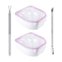 Ioensy - 2 Cuencos Para Remojo De Uñas, Herramientas Para Quitar Polvo, Para Uñas Acrílicas, Salón De Manos, Rosa