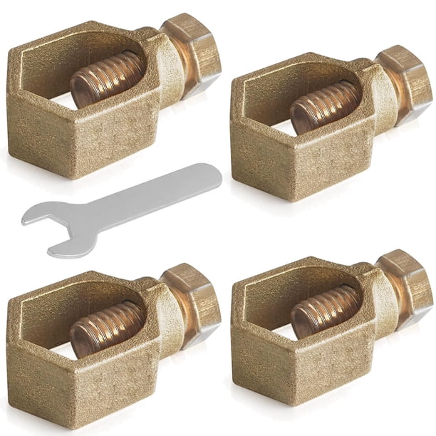 Abrazadera para varilla de puesta a tierra Bitiontry BCP58 de cobre, 1/2"-5/8", 4 piezas