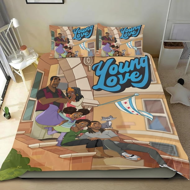 Amor Joven Conjunto de sábanas temático, trío de piezas, cómodo y amigable con la piel, diseño único, regalo de decoración para el hogar para familiares, amigos y fans,140cm *210cm