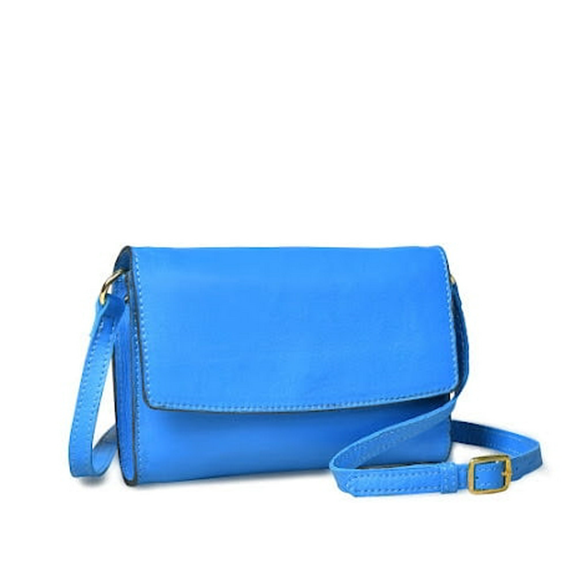 Cartera Sharo Classic Leather Cuero Azul Cielo