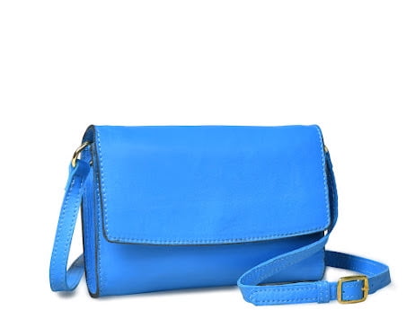 Cartera Sharo Classic Leather Cuero Azul Cielo