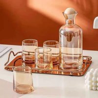 Santú Home & Deco - Jarra De Vidrio Decantador Lujoso 4 Vasos Ambar