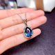 thumbnail image 4 of Collar con Colgante de Lágrima de Sirena y Zafiro Simulado, Elegante Collar de Piedra Preciosa Azul, Regalo de Joyería para Mujer, 4 of 5