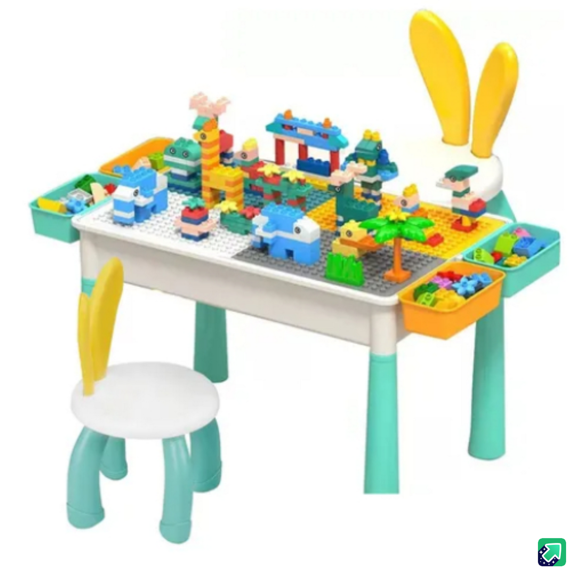 Genérico - Juego Incluye Bloques 300pc , Mesa , 2 Silla, 4 Cajas Latera