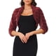 thumbnail image 1 of INSPIRE CHIC Chaqueta Bolero para Mujer para Vestidos de Noche Boda Abierta Delantera Recortada Esponjosa Imitación de Piel L Burdeos, 1 of 6