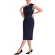 thumbnail image 4 of INSPIRE CHIC Vestido Elegante de Mujer con Mangas Cortas y Cinturón para el Trabajo Vestidos de Tubo Azul Oscuro 2XL, 4 of 6