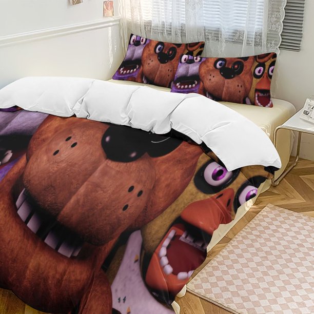 Five Nightat Freddy Quilt Set Thicken Soft 3 Pieces Bedding Set All Season Duvet Cove with 2 Pillowcases for Adult Women Girls Teens Home Room Decor