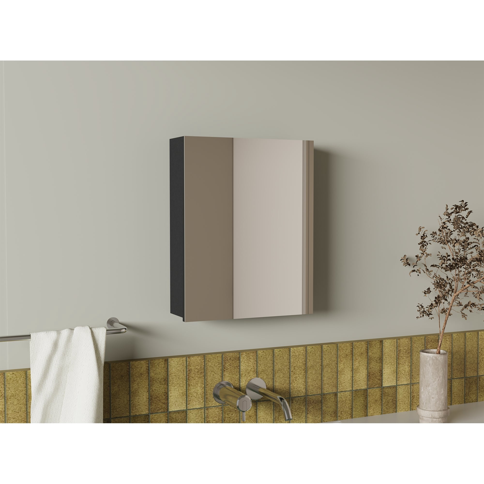 Tuhome - Botiquin Para Baño Lumo 1 Puerta Con Espejo 50x40x12 Cm Wengue