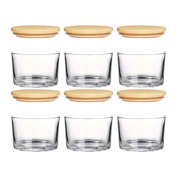 6 tarros gruesos para velas, frascos vacíos con tapas de madera, suministros para hacer velas de gran tamaño, contenedor de muestra transparente
