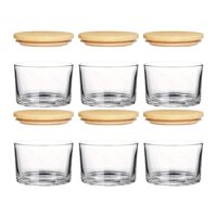 Magideal - 6 Tarros Gruesos Para Velas, Frascos Vacíos Con Tapas De Madera, Suministros Para Hacer Velas De Gran Tamaño, Contenedor De Muestra Transparente