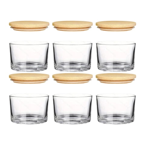 Magideal - 6 Tarros Gruesos Para Velas, Frascos Vacíos Con Tapas De Madera, Suministros Para Hacer Velas De Gran Tamaño, Contenedor De Muestra Transparente