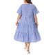 thumbnail image 3 of Vestidos de Pascua de cuadros para mujer de talla grande de Agnes Orinda, cuello redondo, manga corta acampanada, vestido maxi casual de verano en línea A con bolsillos, 2X azul oscuro, 3 of 5
