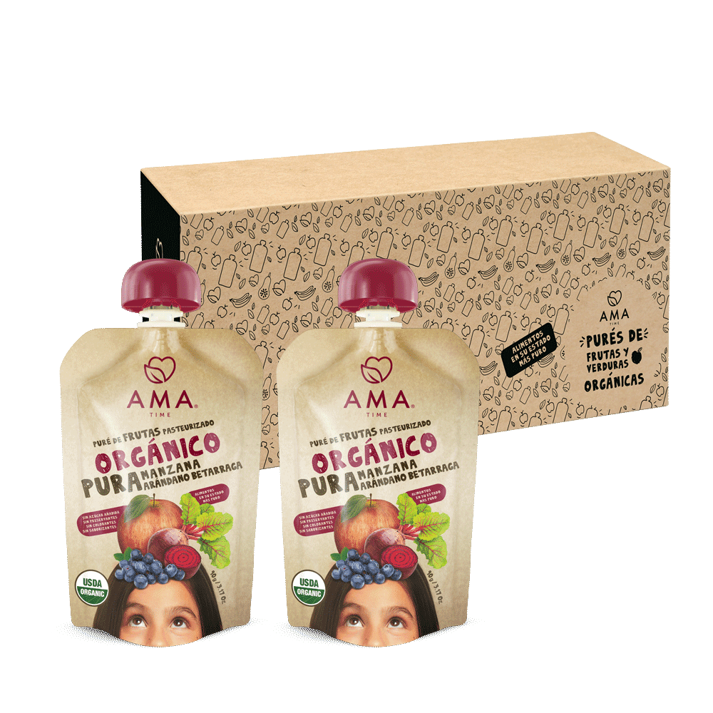 Ama Time - Pack 32 Unid - Puré Manzana Arándano Betarraga 90 G