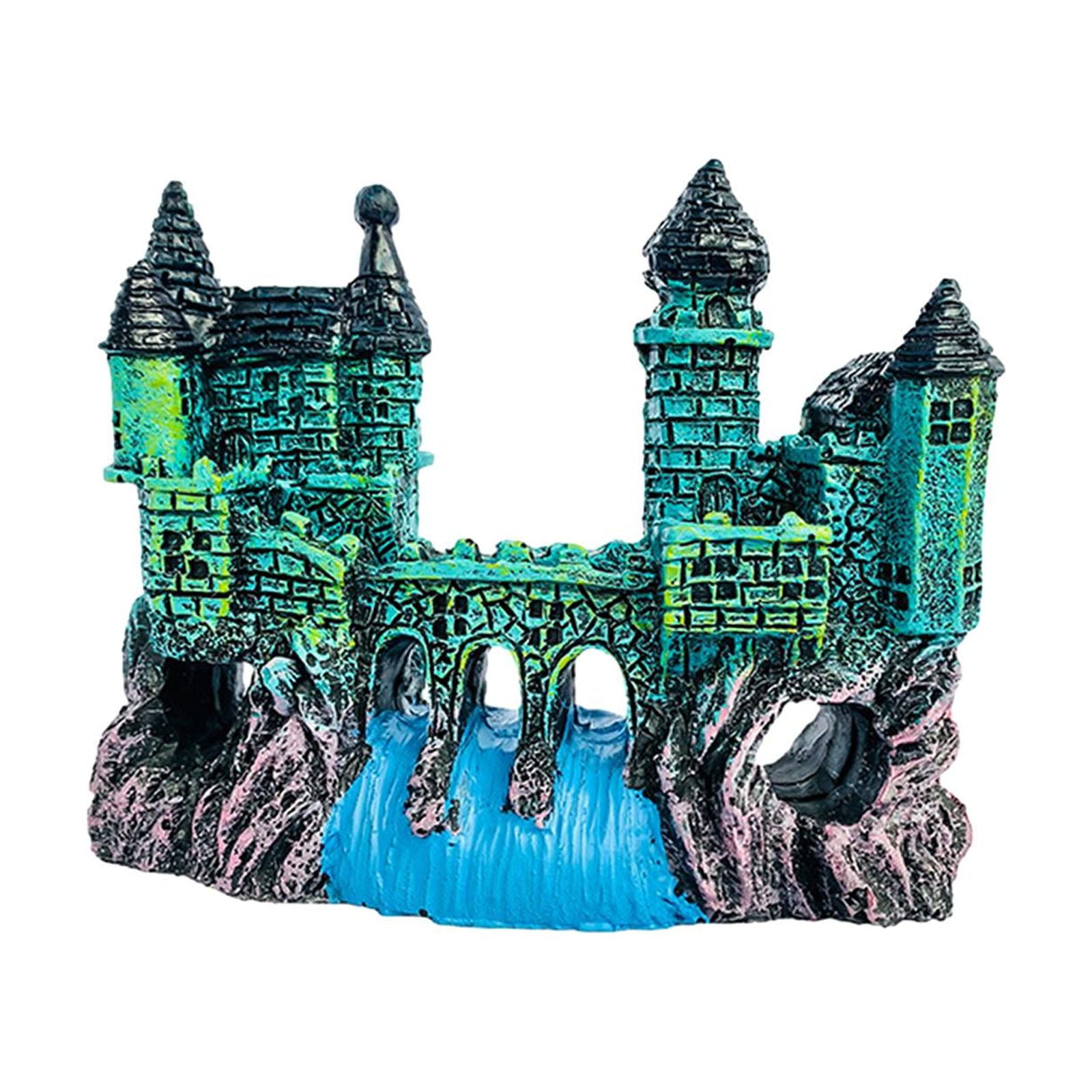 Magideal - Castillo De Resina Para Acuario, Decoración De Castillo, Refugio, Castillo Realista, Accesorios De Decoración De Pecera Para Juguetes De Casa De , Verde