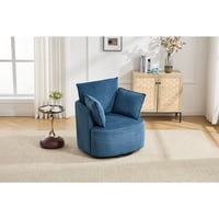 M&Ms - Blue Swivel Accent Chair,Round Swivel Barrel Chair,Armchair Upholstered Living Room Chair Corduroy Reading Chair Single Sofa Chair For Bedroom Apartment Office