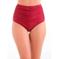 Samia - Bikini Calzón Pin Up Drapeado Rojo Brillante