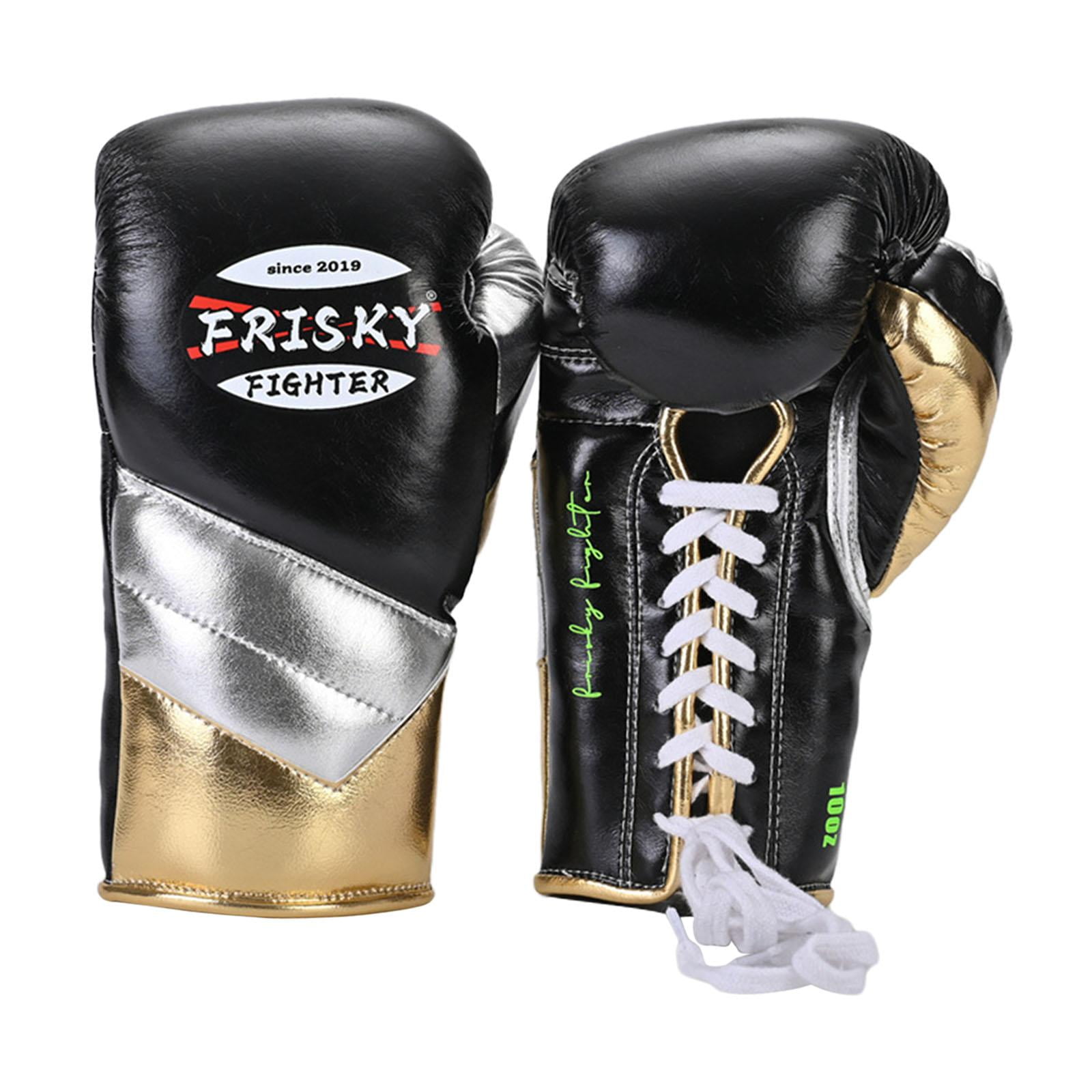 Ioensy - Guantes De Boxeo Guantes De Entrenamiento De Boxeo Transpirable Para Muay Thai Mma Kickboxing Negro 14oz