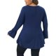 thumbnail image 3 of Agnes Orinda Blusa Túnica para Mujer de Talla Grande Dobladillo Alto Bajo Manga Larga Acampanada Cuello Redondo Top Casual Acampanado 3X Azul Oscuro, 3 of 6