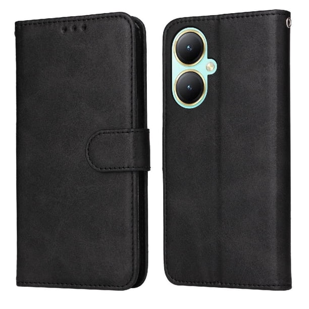 Funda Billetera para Vivo Y35 Plus con Porta Tarjetas y Soporte Ajustable Negro