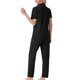 thumbnail image 3 of INSPIRE CHIC Conjunto de Pijama para Mujer con Manga Corta, Camisa Abotonada con Ribete en Contraste y Pantalones Largos, Talla 2XL Negro, 3 of 6