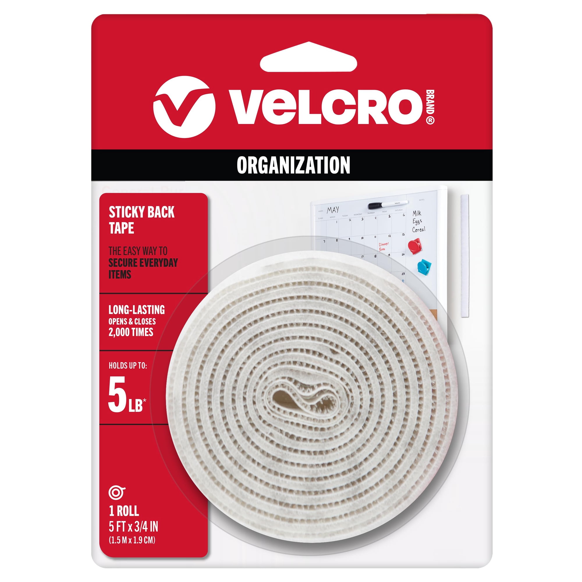 Velcro Brand - Rollo De Cinta Adhesiva Marca Velcro, Color Blanco, 1,5 M X 2 Cm, Con Adhesivo En La Parte Trasera