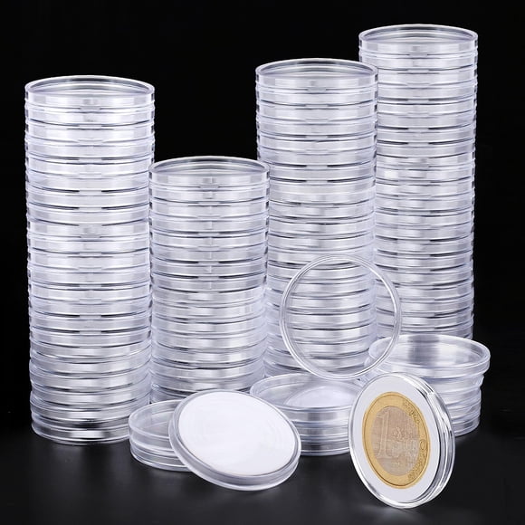 Cápsulas para Monedas Utron de Plástico Transparente de 40 mm con Espuma