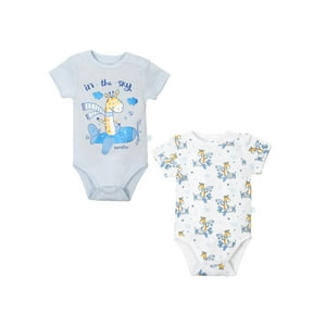 Bambino - Set 2 Body Manga Corta Celeste Jirafa Niño 3-6M