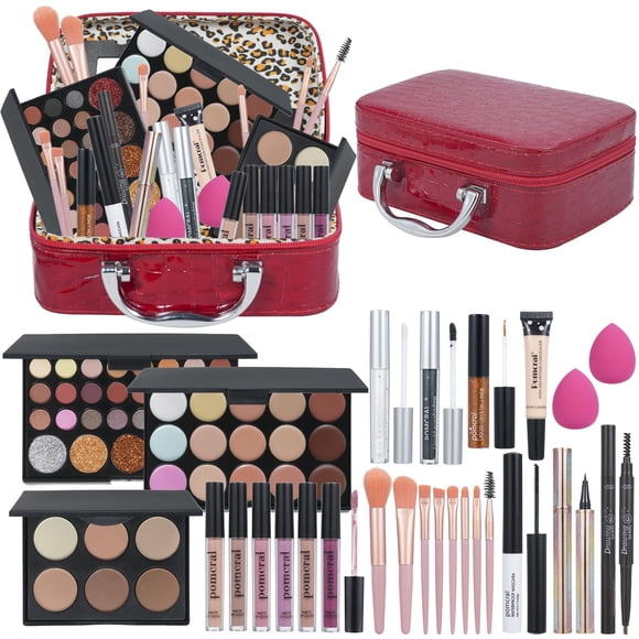Kit de maquillaje Pomcral para mujeres y niñas con bolsa organizadora de maquillaje